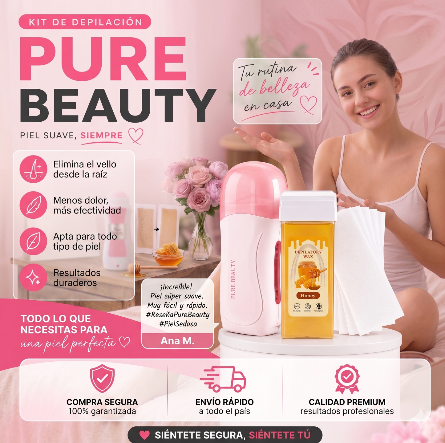 PURE BEAUTY - KIT DEPILADOR FACIL USO