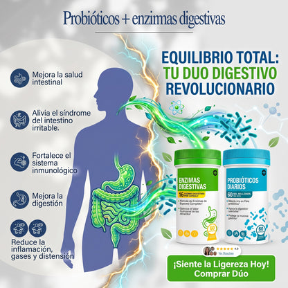 DIGESTA™ DÚO BIENESTAR - Enzimas Digestivas + Probióticos Diarios