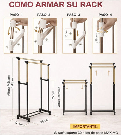 CLOSET™ Colgador Doble, Mas Resistente y Movil